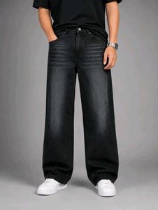 Men's Wide Leg Black Denim Jeans
