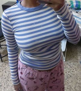 H&amp;M Blue &amp; White Striped Long Sleeve Top