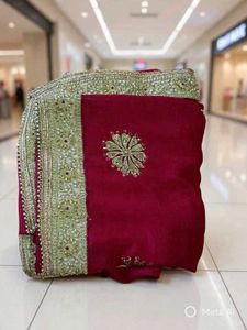 Vibrant Pink Embroidered Saree