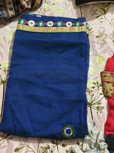 Elegant Blue Saree with Embellished Border