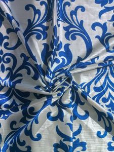 Blue &amp; White Damask Curtain - 5 pieces