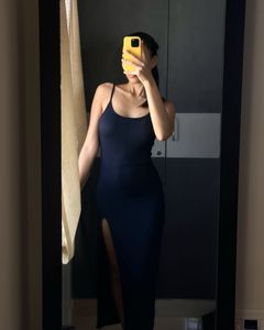 Sleek navy blue Maxi Slip Dress