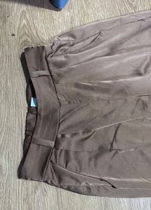 Brown Satin Wide Leg Pants