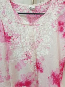 Pink Tie-Dye Embroidered Kurta