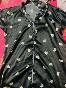 Black Floral Satin shorts with Top
