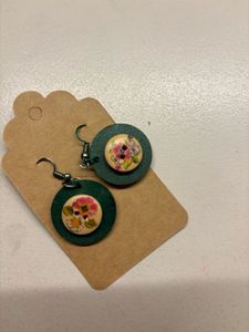 Handmade Charming Floral Button Earrings