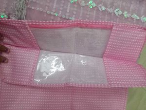 Elegant Party Wear Sequin Pink Net Saree