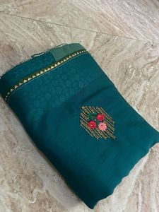 Teal Embroidered Saree