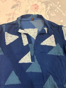 Stylish Indigo Blue Geometric Print Kurta