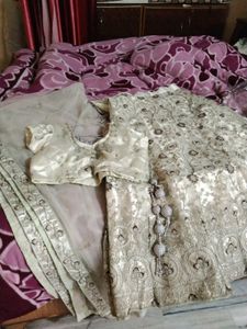 Elegant Cream Embroidered Lehenga