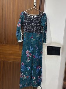 Boutique Stitched Floral Long Dress | Full Sleeves