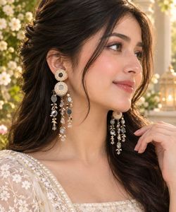 Elegant Pearl and Stone Dangle Earrings