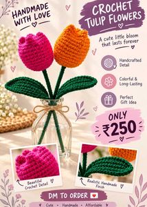 Handmade Crochet Tulip Flowers