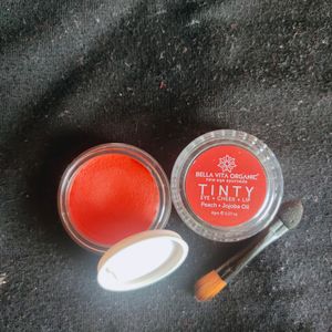 Bella Vita Organic Eye-Cheek-Lip Tint( Peach) with brush