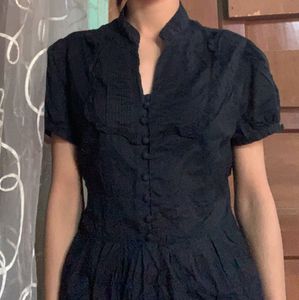Vintage Black Button-Down Dress