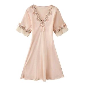 Elegant Satin Nightgown with Lace Trim🎀✨️