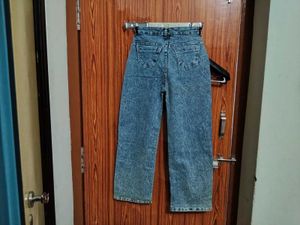Stylish Acid Wash Wide Leg Jeans