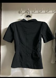 Chic Black Short Sleeve Blazer