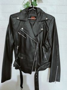 Leather Biker Jacket For Women - Medium