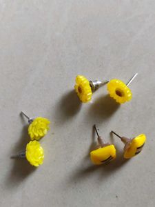 Unique Yellow &amp; Black Geometric Earrings