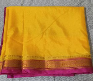 Vibrant Yellow Saree with Pink Border
