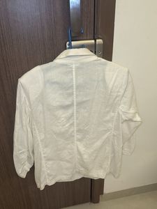 White Linen Blend Blazer