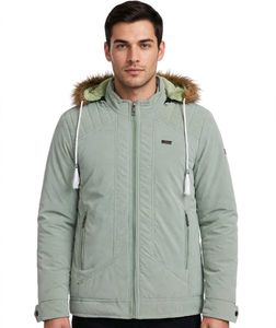 Men's Sage Green Fur Hood Winter Jacket XL | Pista