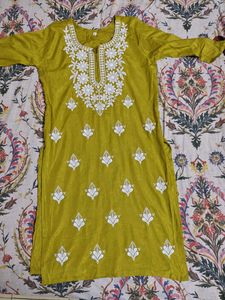 Lucknow Chikankari  Green Embroidered Kurta Set