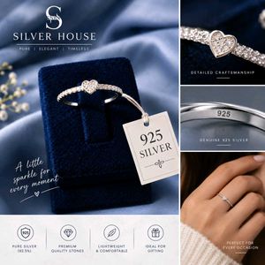 Sparkling Heart 925 Silver Ring