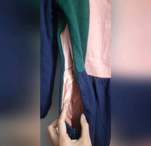 Color Block A Line Warm Dress
