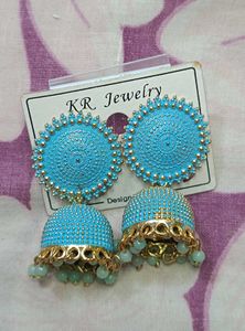 Stunning Blue Jhumka Earrings