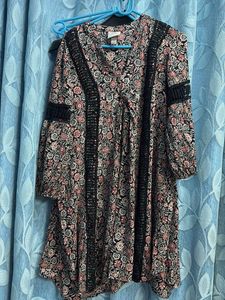 Boho Floral Print Tunic Top
