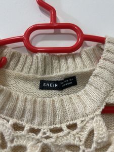 Cream Crochet Knit Sleeveless Top