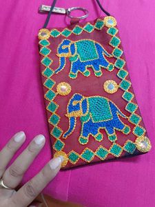 Embroidered Elephant Sling Bag