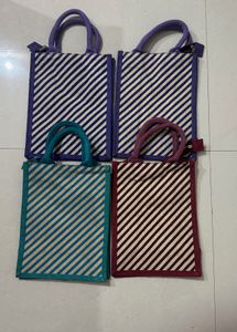 Set of Jute Pouches with Unique Prints