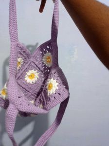 Crochet Daisy Tote Bag