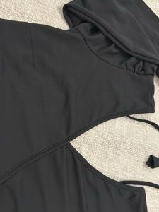 Black Wrap Crop Top with Long Sleeves