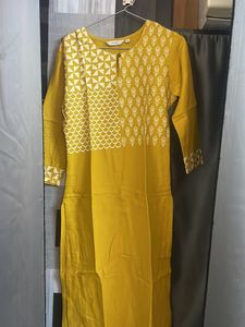 Mustard Printed Kurta