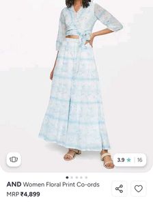 Boho Blue Floral Crop Top &amp; Skirt Set