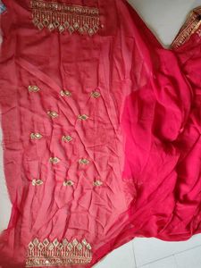 Elegant Red Mirror Work Saree