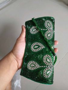 Green Beaded Clutch