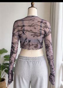 Mesh Long Sleeve Crop Top