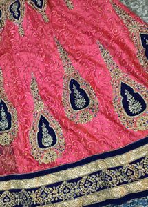 Stunning Pink &amp; Navy Blue Embroidered frock