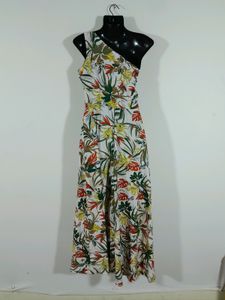 Off White Printed One Shoulder Dress (Women's)