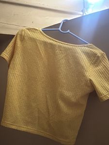 Yellow Textured Cropped Top No Damage