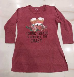Maroon Graphic Print Tunic Top
