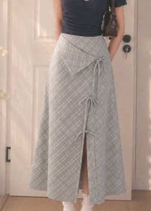 y2k Gray Plaid Wrap Skirt
