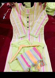 Striped Kurta Set with Dupatta