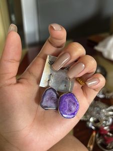 Unique Purple Agate Slice Earrings