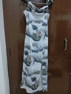 Marble Print Slit Dress